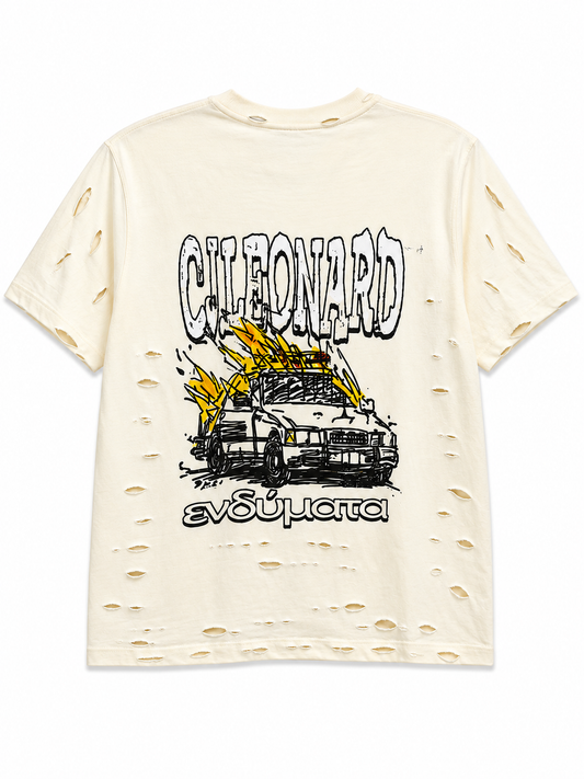 Off White Mass Destruction Distressed Tee (Ships Immediately)