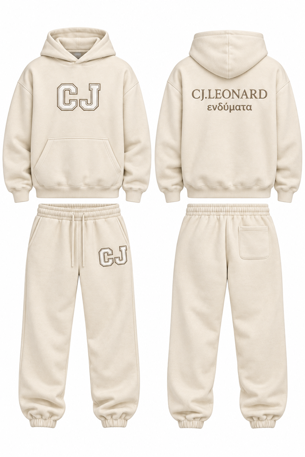 Sand CJ Embroidery Sweatsuit(Ships October 3)