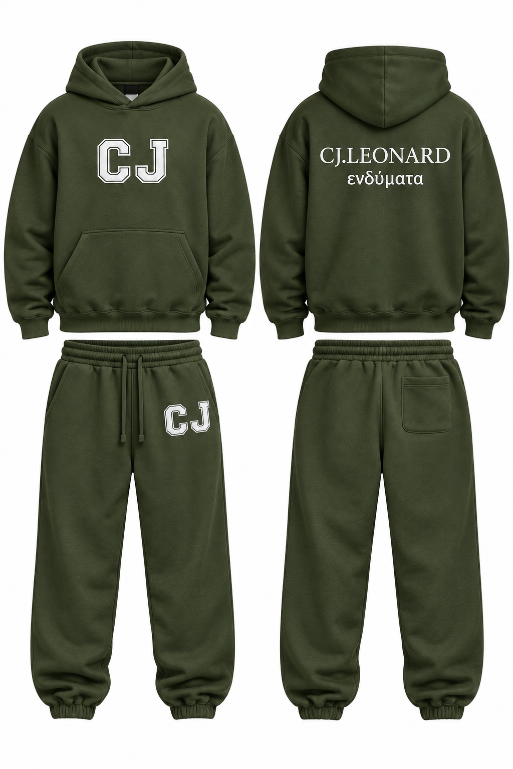 Olive CJ Embroidery Sweatsuit(Ships October 3)