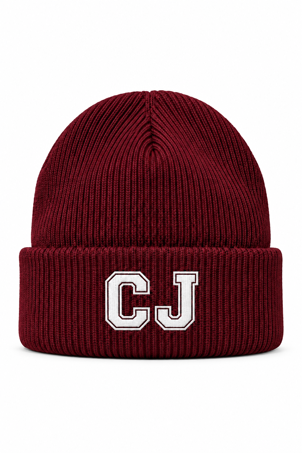 Burgundy CJ Embroidery Beanie (Ships October 3)