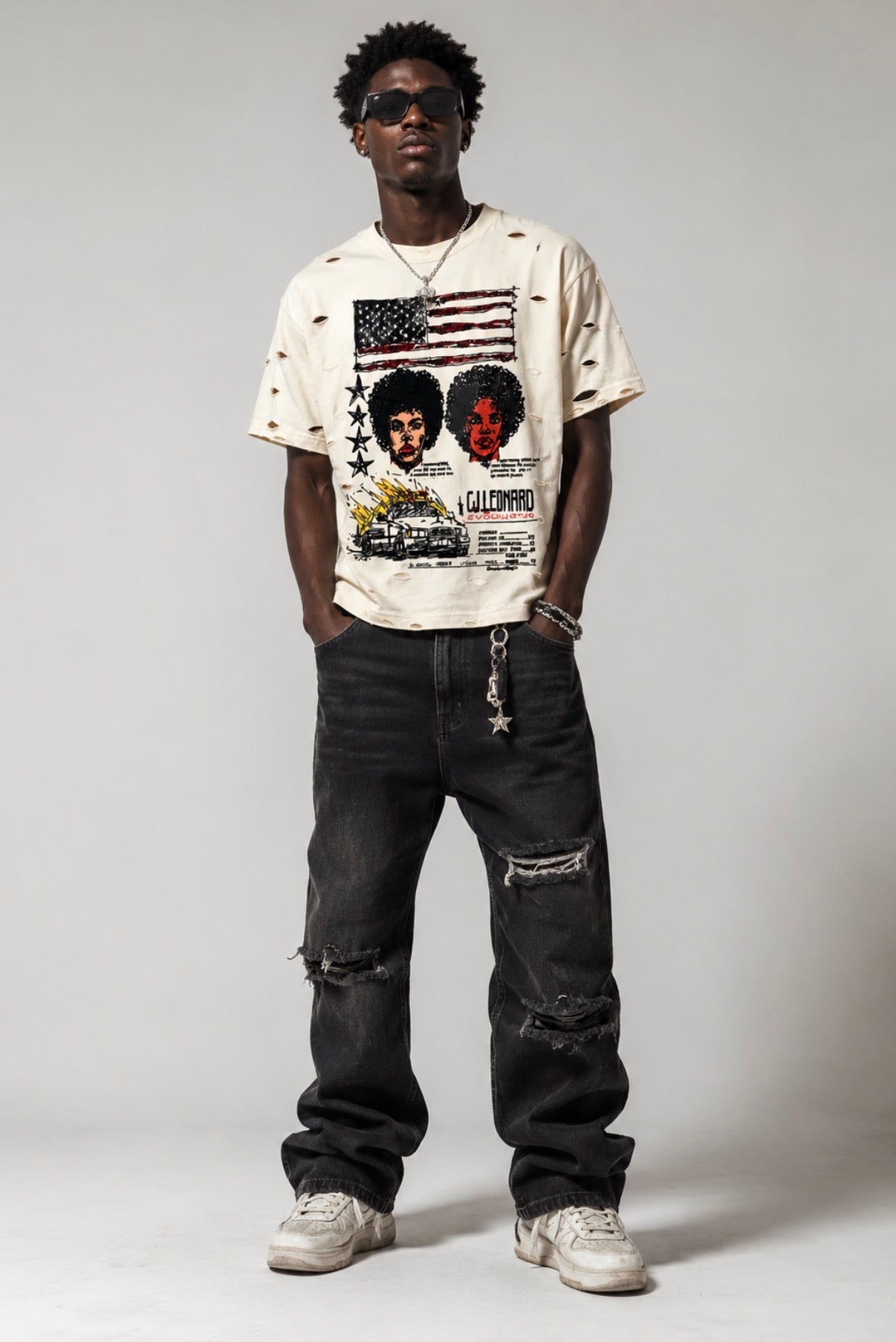 Off White Mass Destruction Distressed Tee