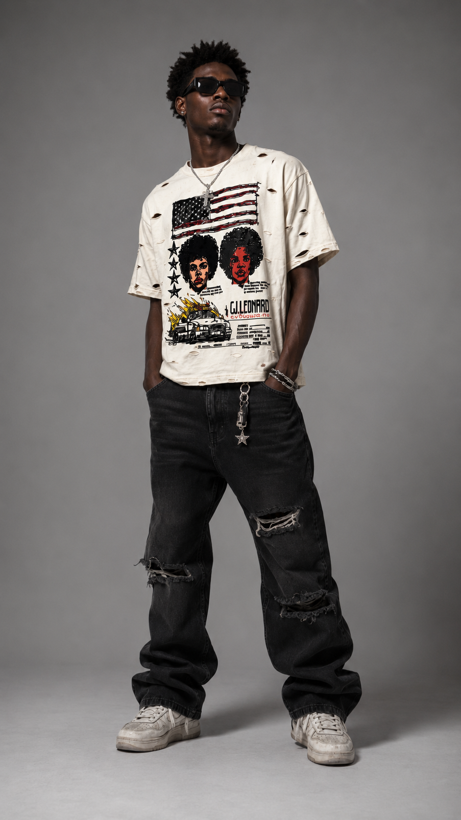 Off White Mass Destruction Distressed Tee