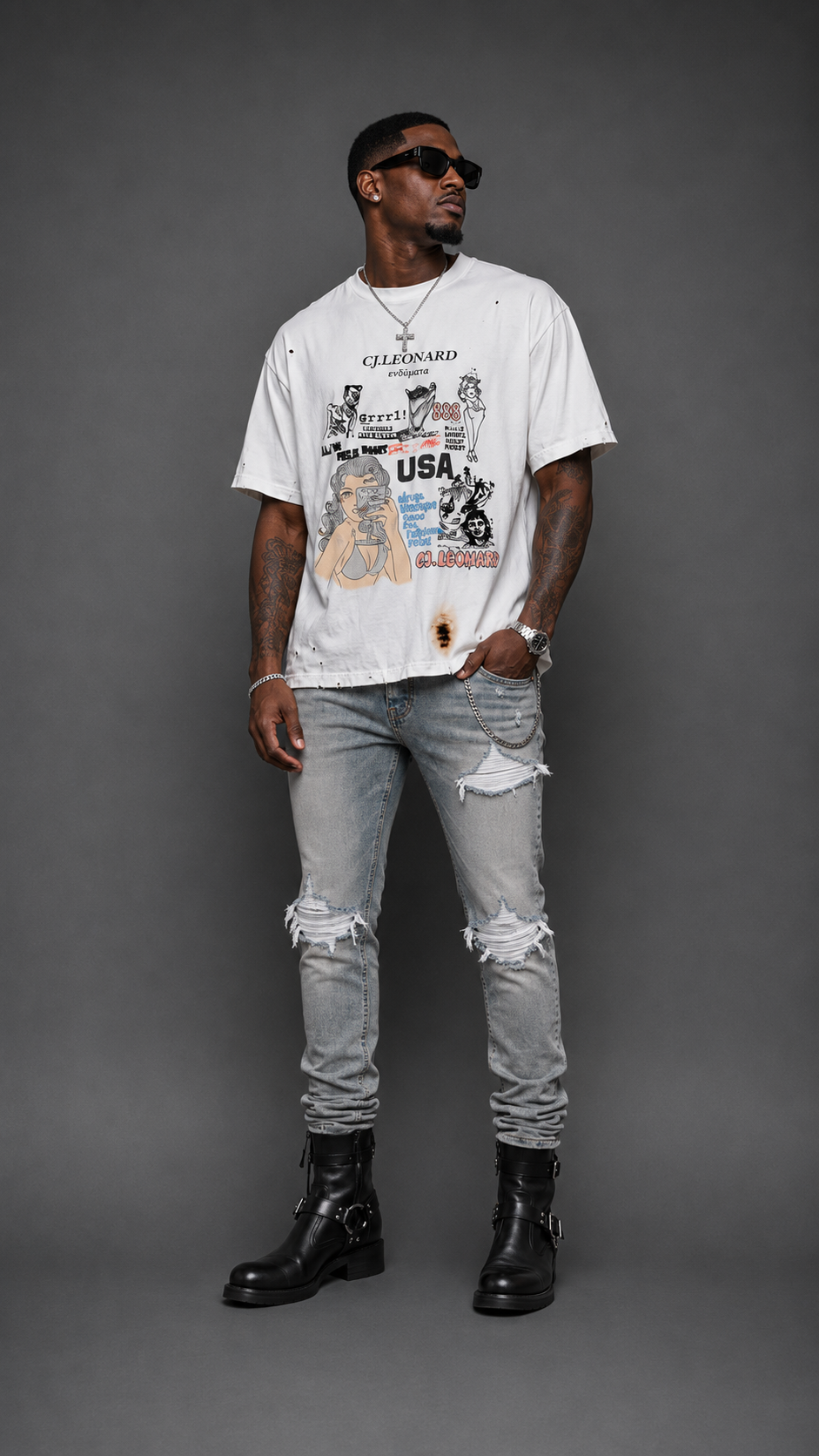 White Burn Distressed We Need Tee (Ships Immediately)