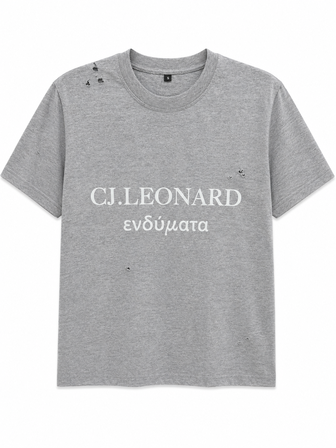 Grey Signature Distressed Tee (Ships Immediately)