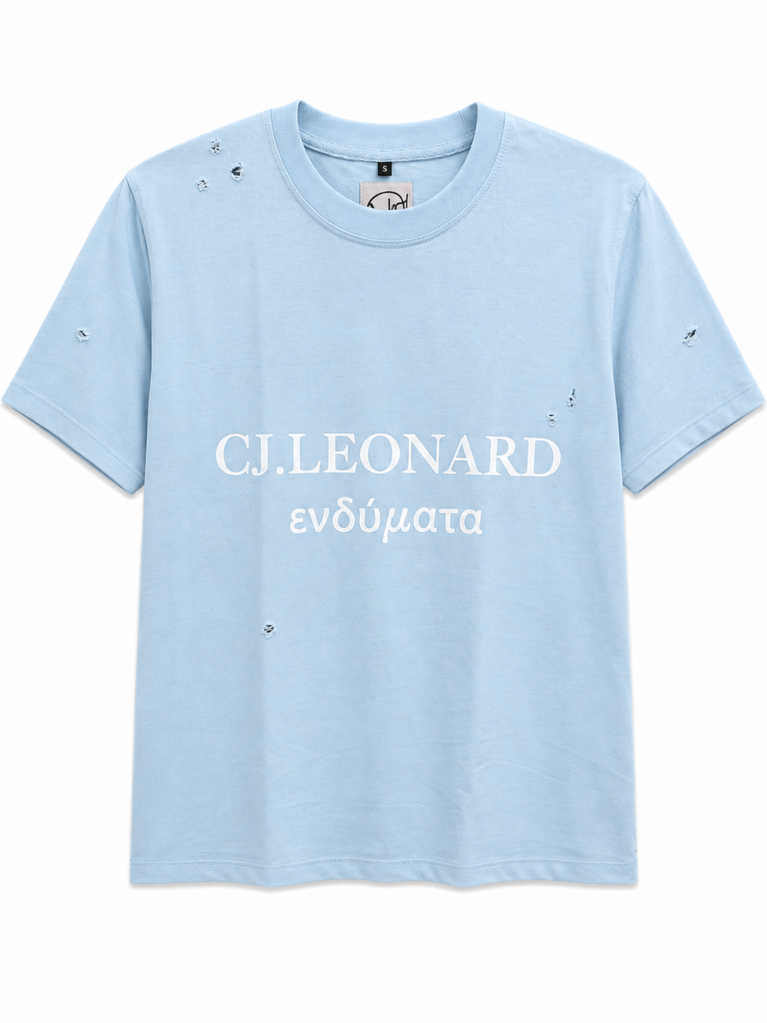 Blue Signature Distressed Tee (Ships Immediately)