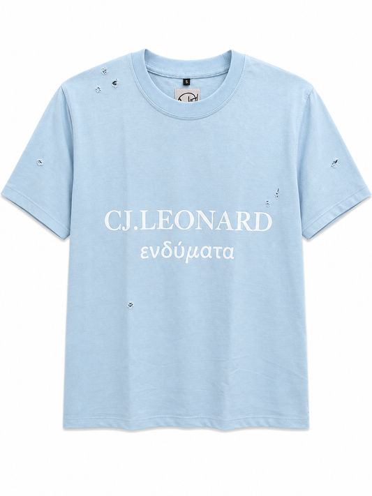 Blue Signature Distressed Tee (Ships Immediately)