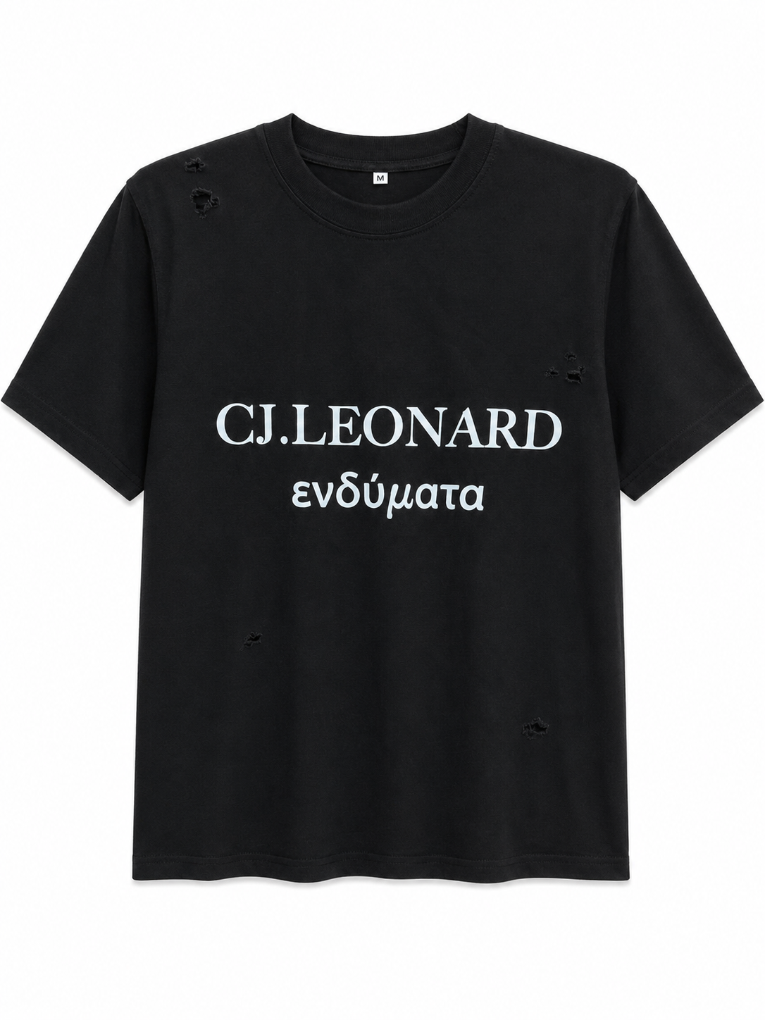 Black Signature Distressed Tee (Ships Immediately)