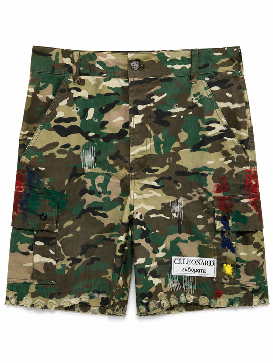 Camo Distressed Shorts (Ships Immediately)