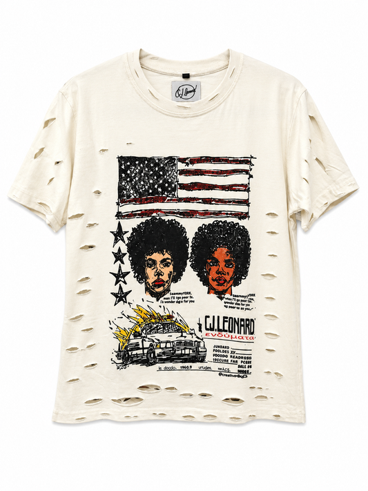 Off White Mass Destruction Distressed Tee (Ships Immediately)