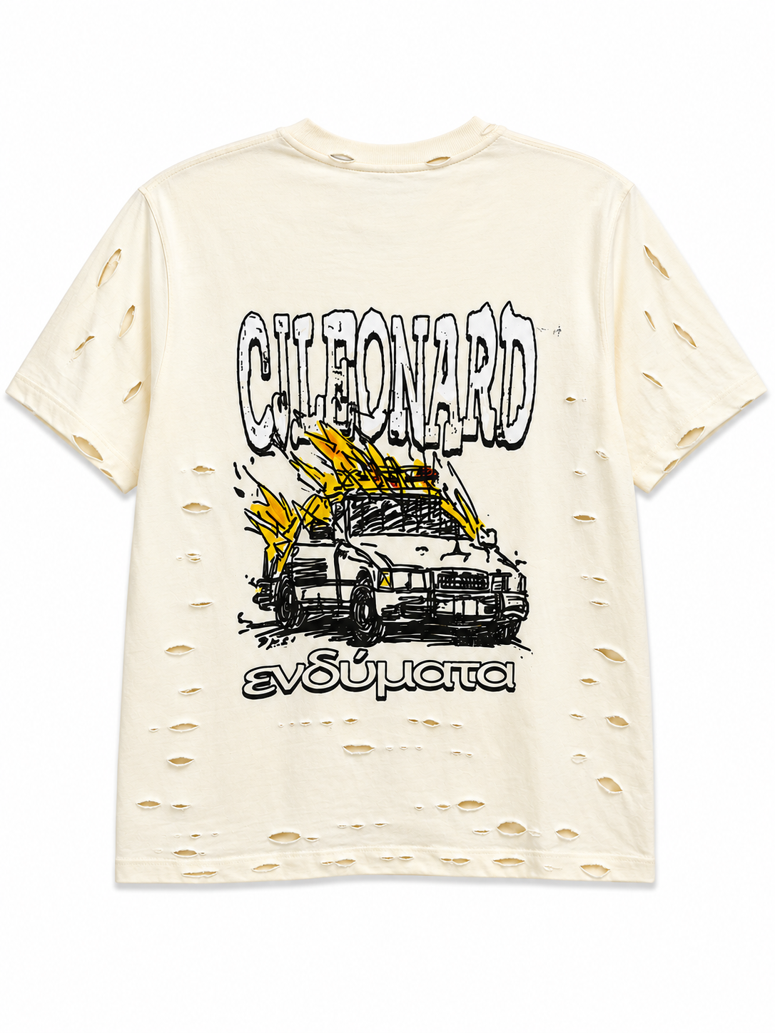 Off White Mass Destruction Distressed Tee (Ships Immediately)