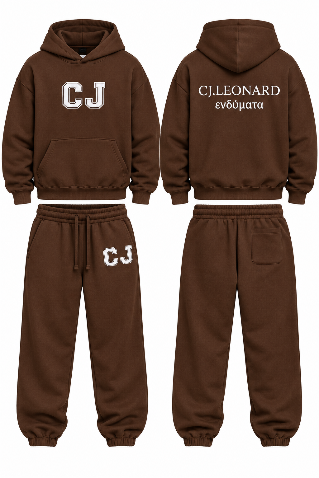 Brown CJ Embroidery Sweatsuit(Ships October 3)