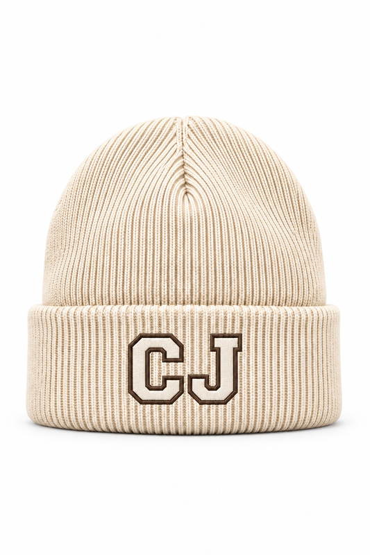 Sand CJ Embroidery Beanie (Ships October 3)