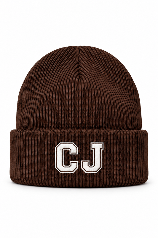Brown CJ Embroidery Beanie (Ships October 3)