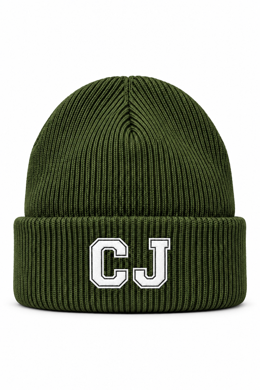 Olive CJ Embroidery Beanie (Ships October 3)